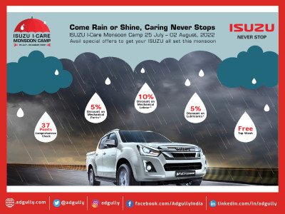 Isuzu Motors India to being â€˜ISUZU I-Care Monsoon Campâ€™ across India