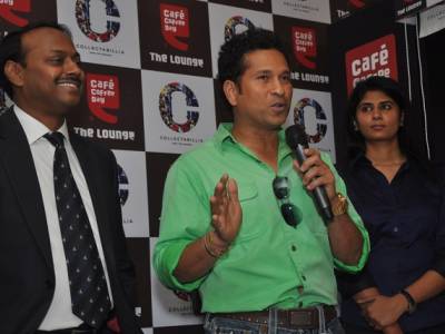 Sachin Tendulkar launches 'Collectabillia Celebrity Walls' at Cafe Coffee Day Lounge