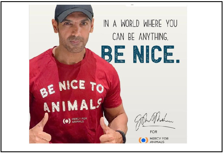 John Abraham in a new Mercy for animals Ad Campaign : BE NICE TO ANIMALS
